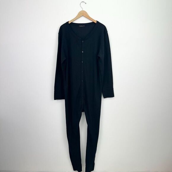 Noble Mount Men’s Black Waffle Knit Thermal Union Suit - Picture 2 of 10